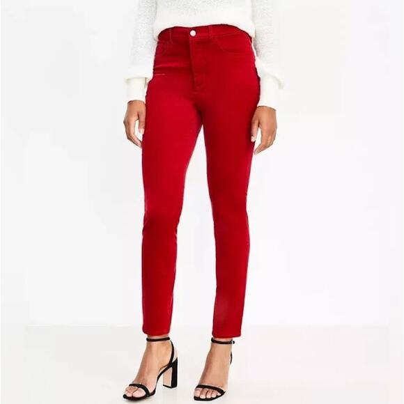 Ann Taylor Loft Women's Super Skinny Ruby Rust Corduroy Ankle Pants Size 28/6 - Picture 1 of 9
